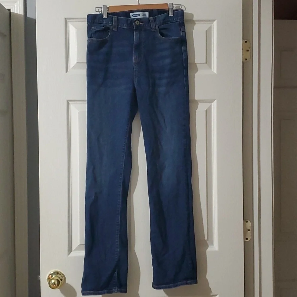 Old Navy Straight Jeans Built-in Flex boys size 18 11 Inch Rise Dark Wash Blue